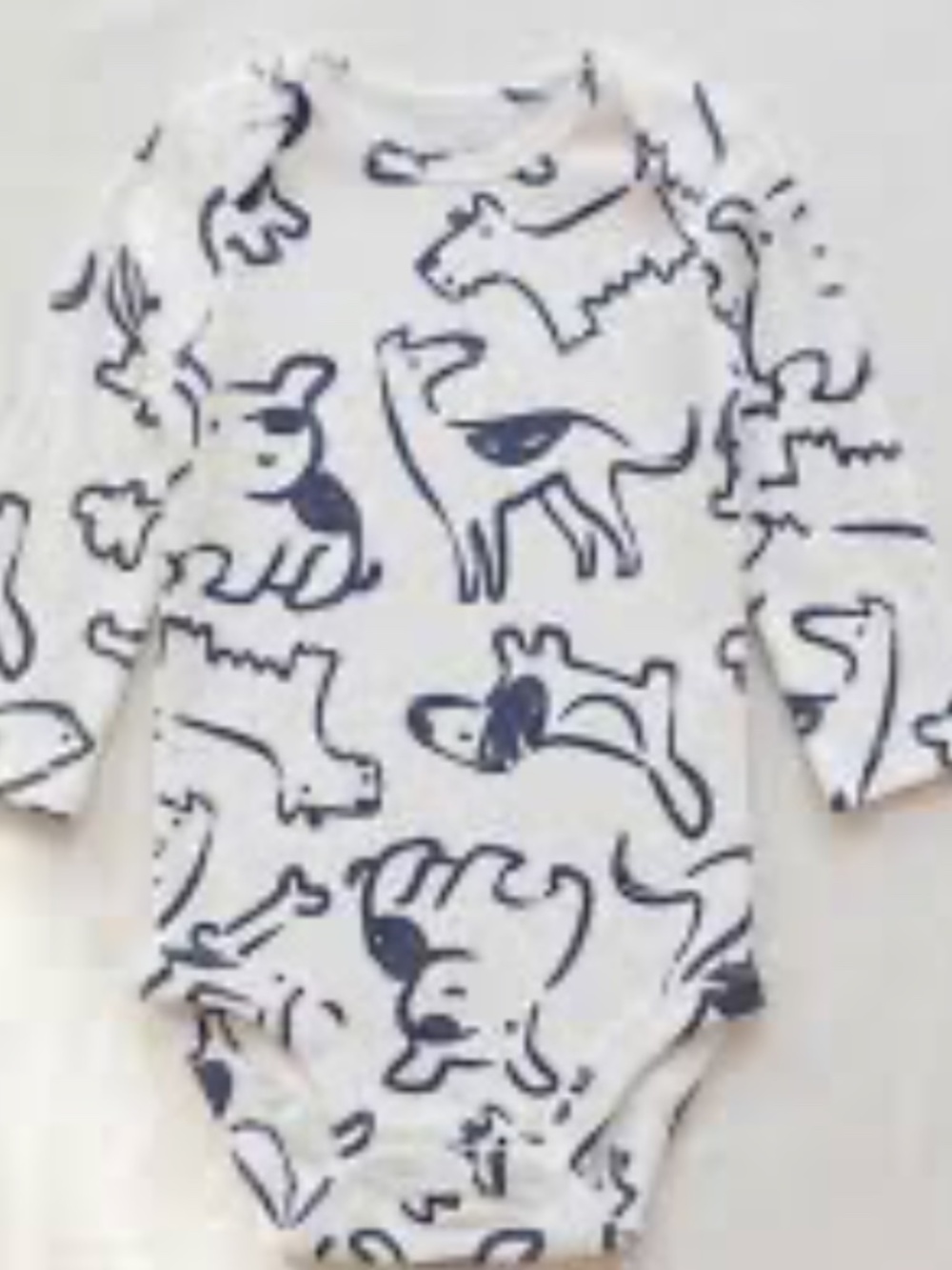 Carter's White & Blue Dog Print Long-Sleeve One-Piece